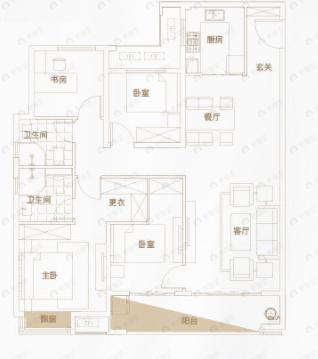 4室2厅2卫建面138平户型图