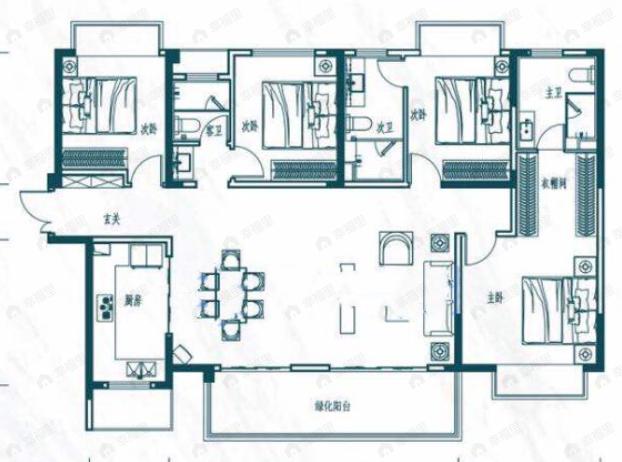 中海哈罗学府4室2厅3卫户型图