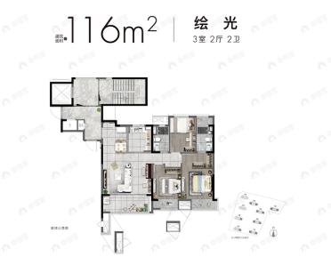 万科星遇光年3室2厅2卫户型图