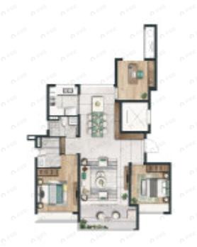 华侨城欢乐天地3室2厅2卫户型图