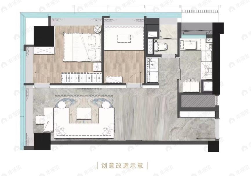 广州滨江天地2室1厅1卫户型图