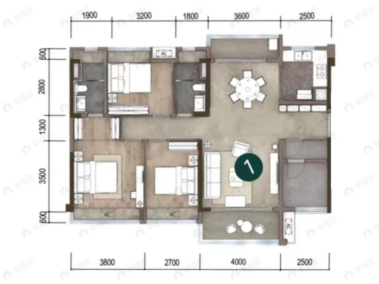 保利天珺3室2厅2卫户型图