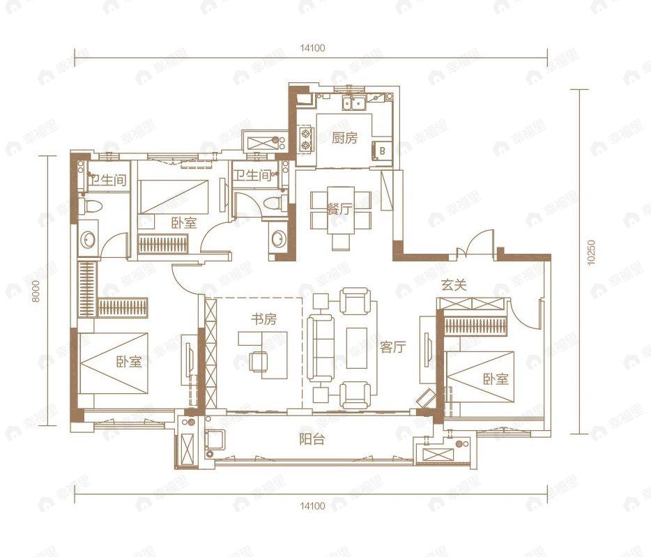 保利领秀山4室2厅2卫户型图