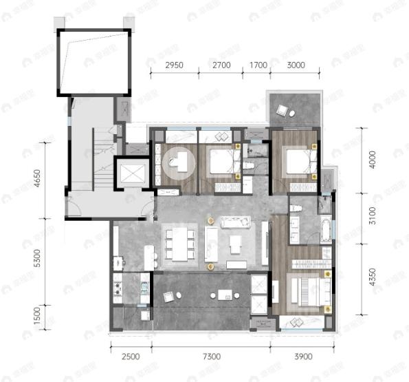 龙湖焕城4室2厅2卫户型图