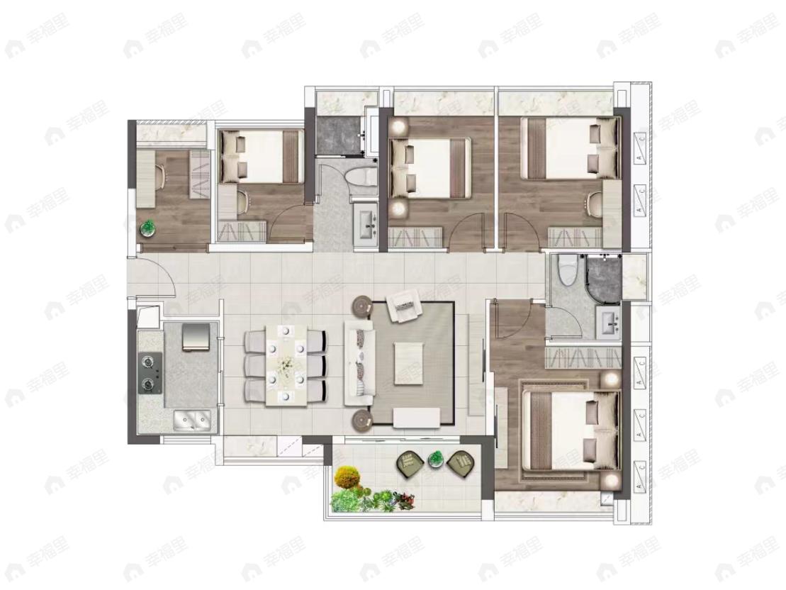 珠实公交花城云著5室2厅2卫户型图