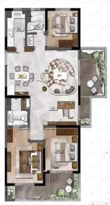信联天地3室2厅2卫户型图
