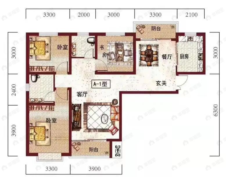 盛世瑞景院3室2厅2卫户型图