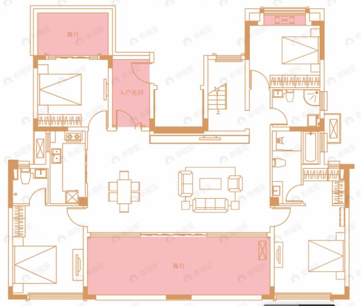 5室3厅4卫建面191平户型图