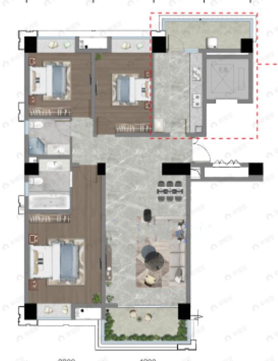 中环TOD十里风和3室2厅2卫户型图