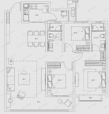 地建嘉信风华臻园3室2厅2卫户型图