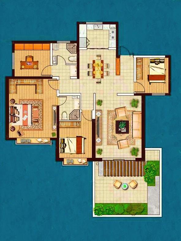 城乡居壹号苑4室2厅2卫户型图