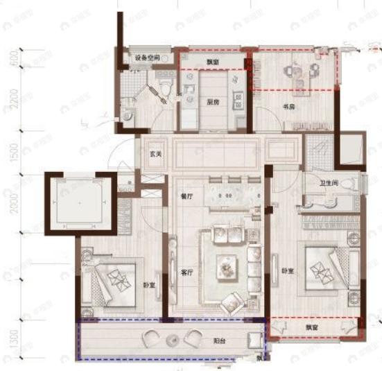 国开东方锦城学府3室2厅2卫户型图