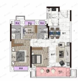 新城桃李郡3室2厅2卫户型图
