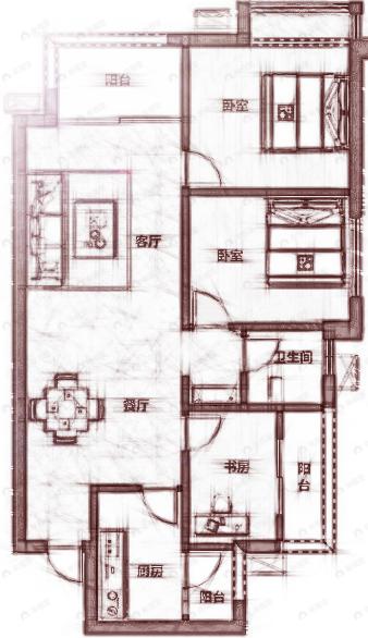 左岸名都3室2厅1卫户型图