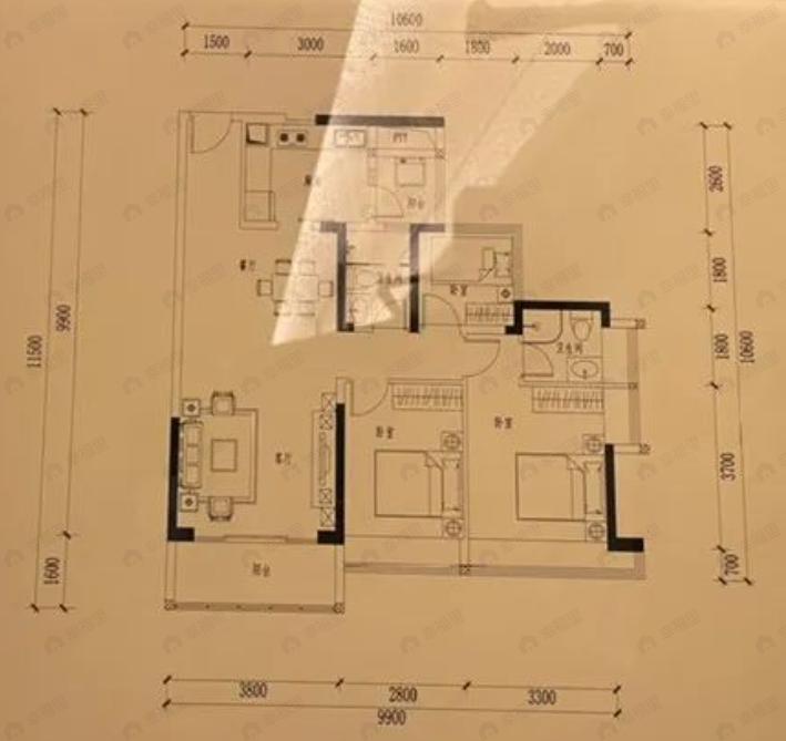 3室2厅2卫建面89m²东户型图