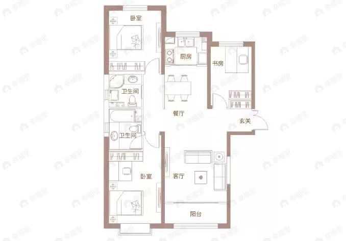 华利佳悦城3室2厅2卫户型图