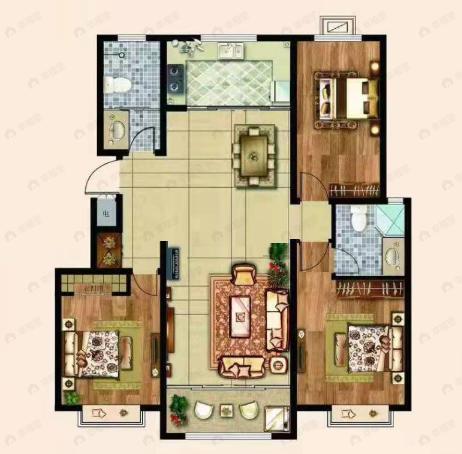 霖源华府3室2厅2卫户型图