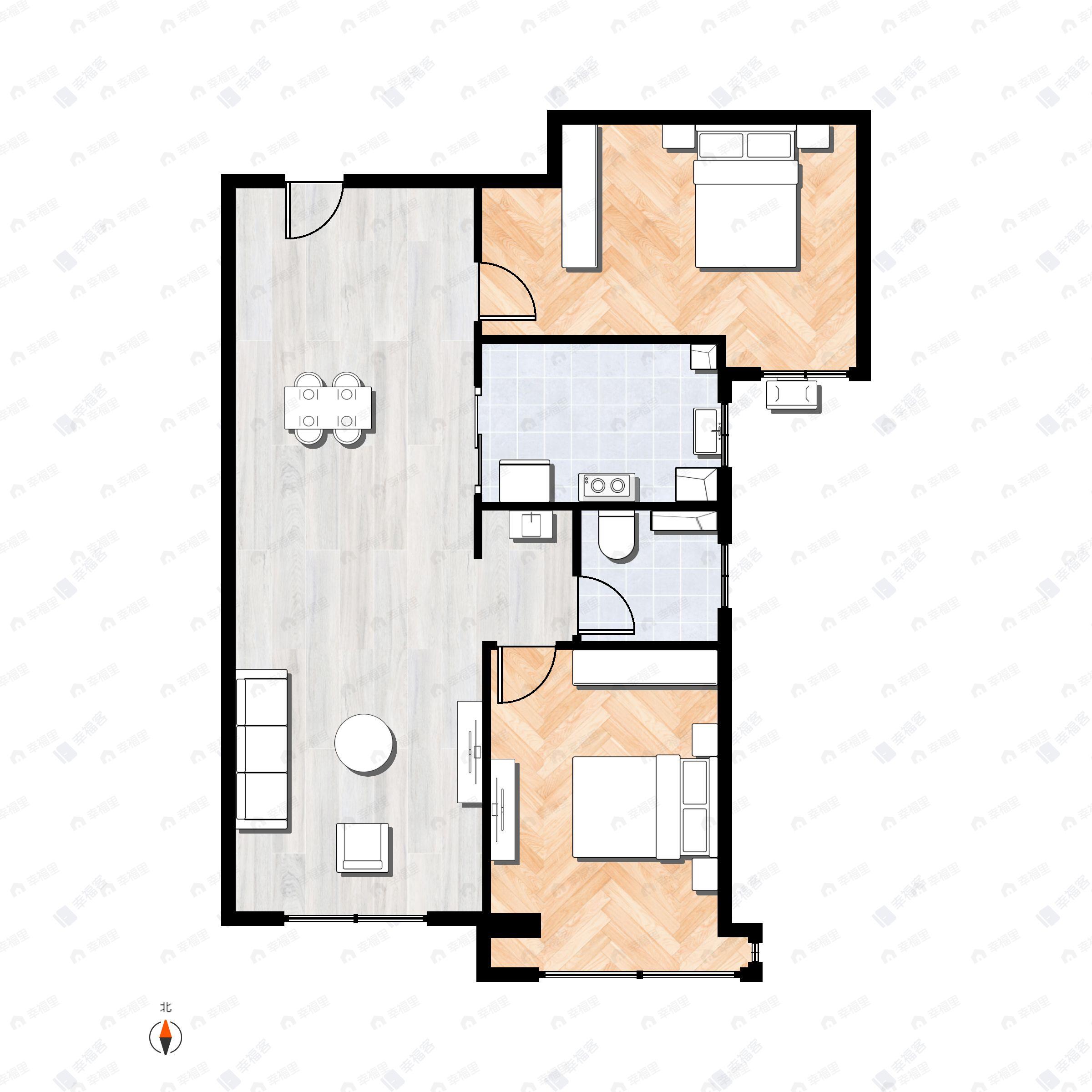 建发珺和府2室2厅1卫户型图