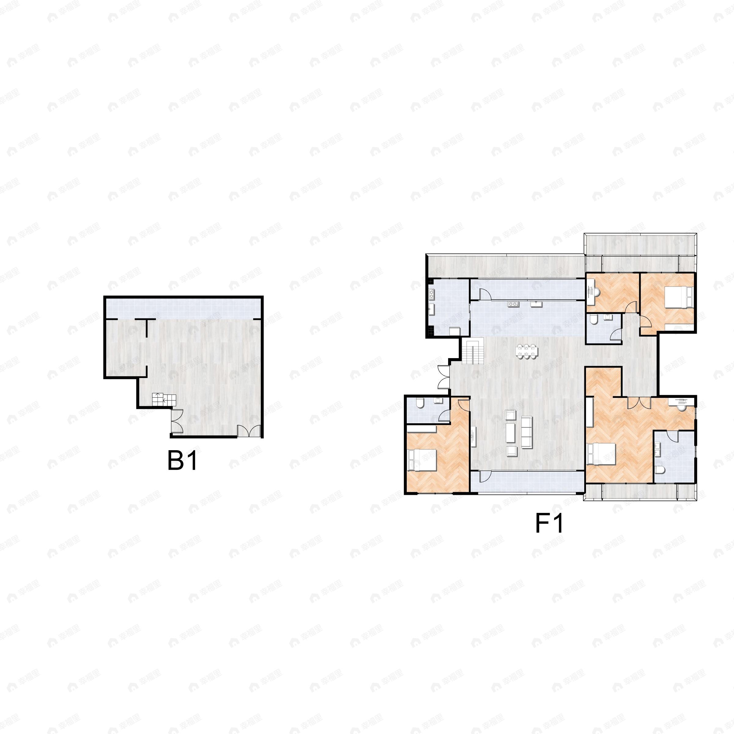 3室2厅3卫建面460m²北|南户型图