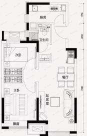 富力新城2室2厅1卫户型图