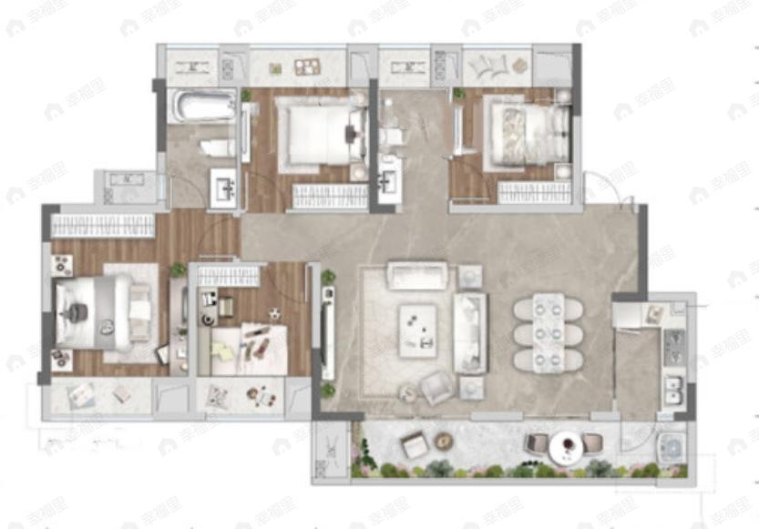 中航昕晖璟辰4室2厅2卫户型图