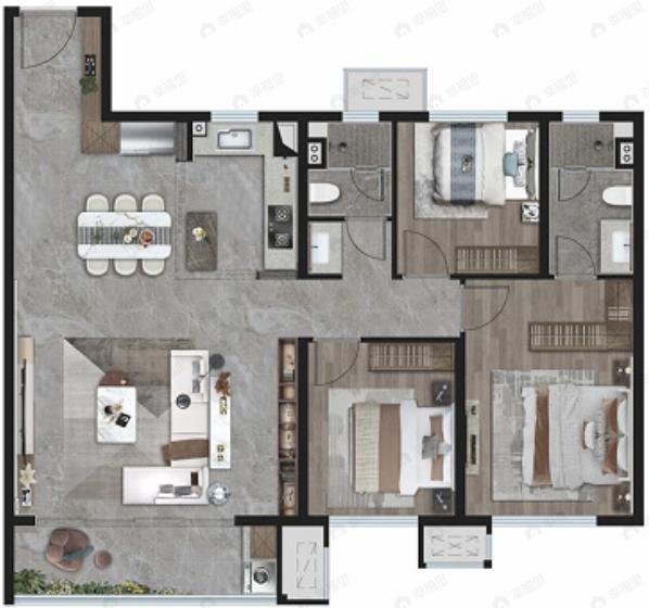 龙湖星河紫云台3室2厅2卫户型图
