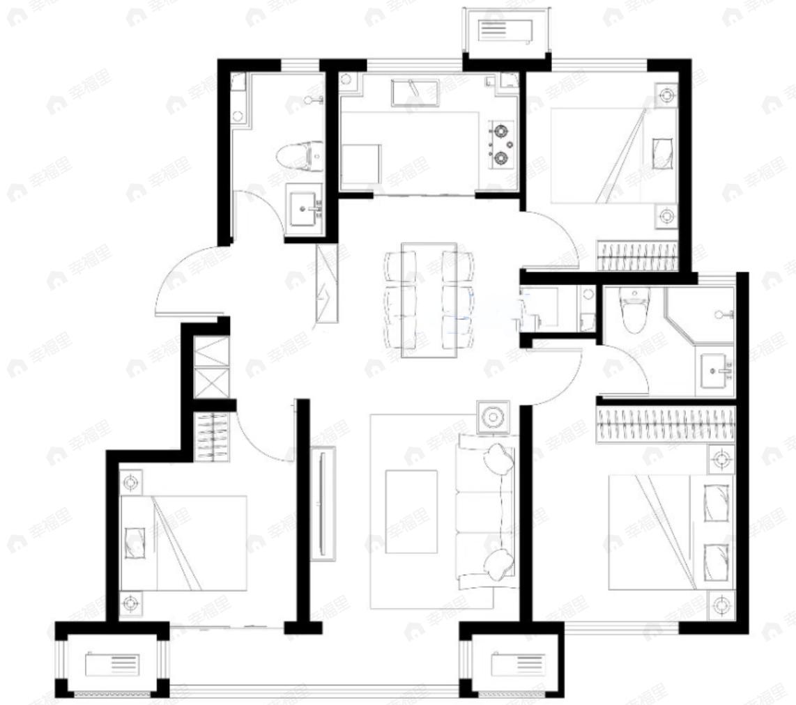 上东金茂智慧科学城二期3室2厅2卫户型图