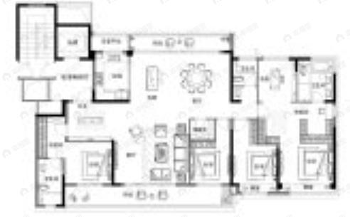 4室2厅3卫建面235平户型图