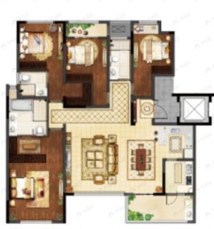 华侨城嘉陵江天4室2厅3卫户型图