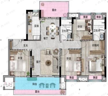 荣耀星河4室2厅2卫户型图