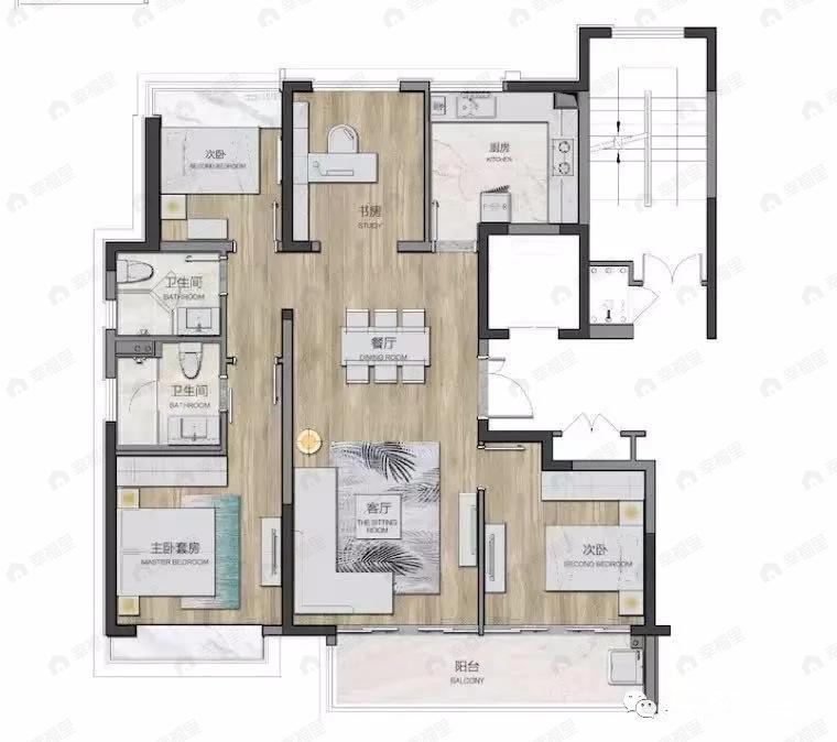 九龙仓天灏4室2厅2卫户型图