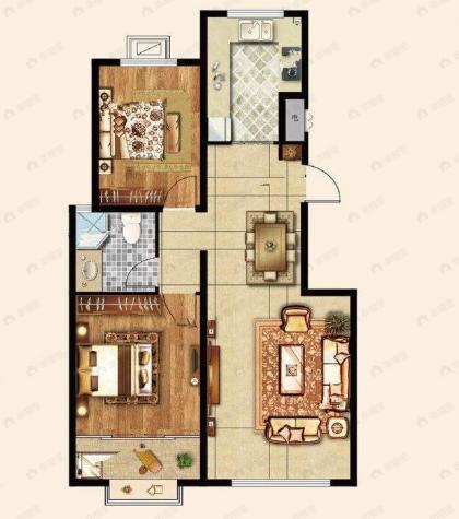 霖源华府2室2厅1卫户型图