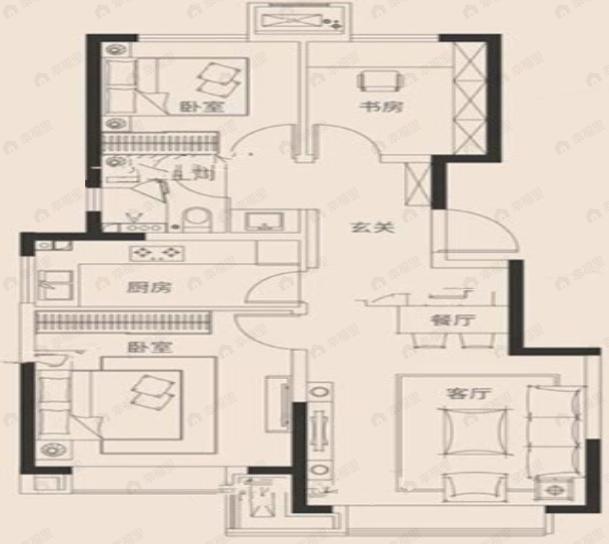 当代公园阅MOMA3室2厅1卫户型图