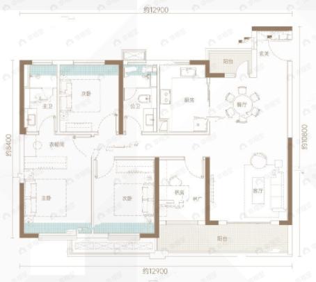 金茂华发武汉国际社区4室2厅2卫户型图