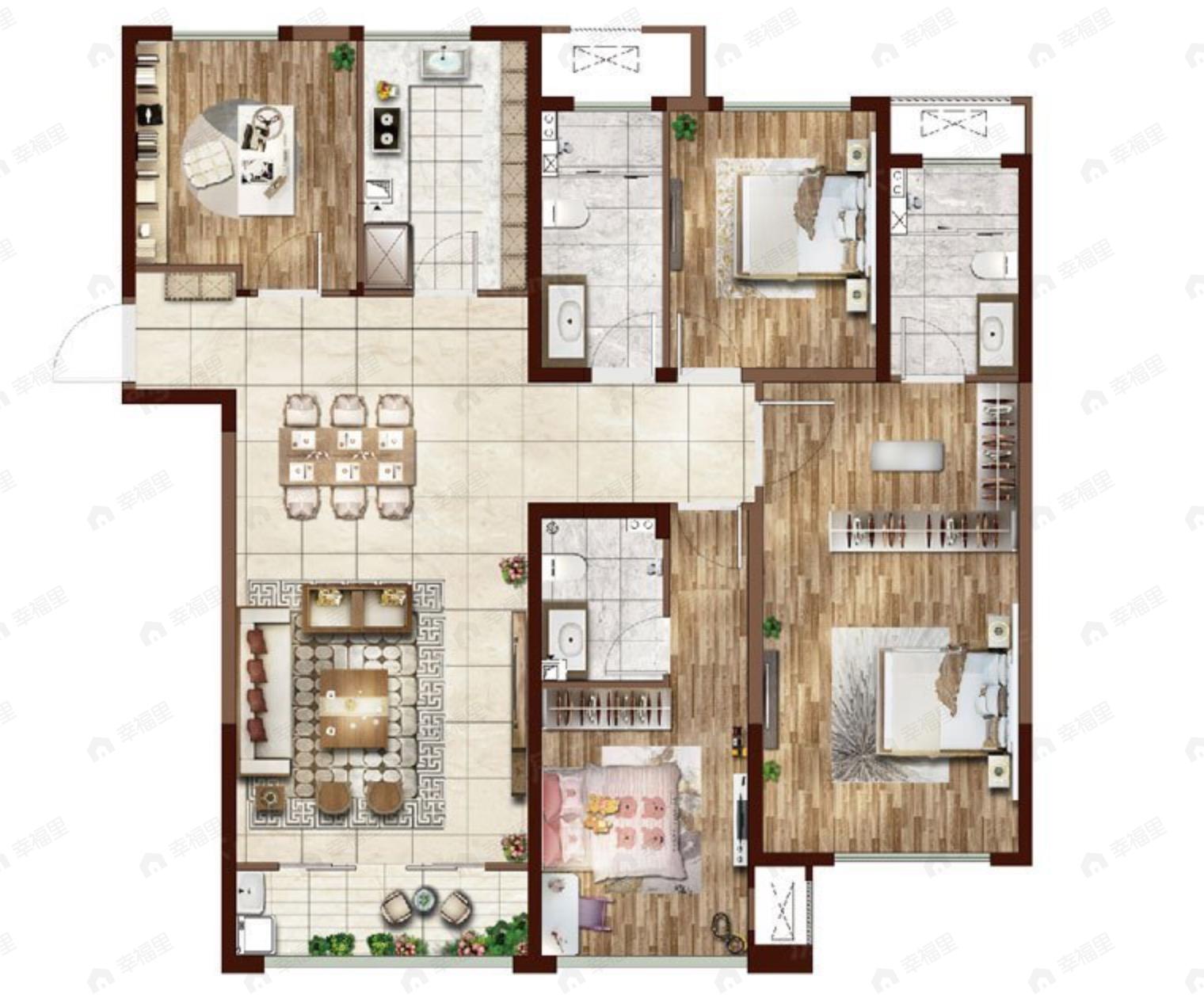 兰州中央公园4室2厅3卫户型图