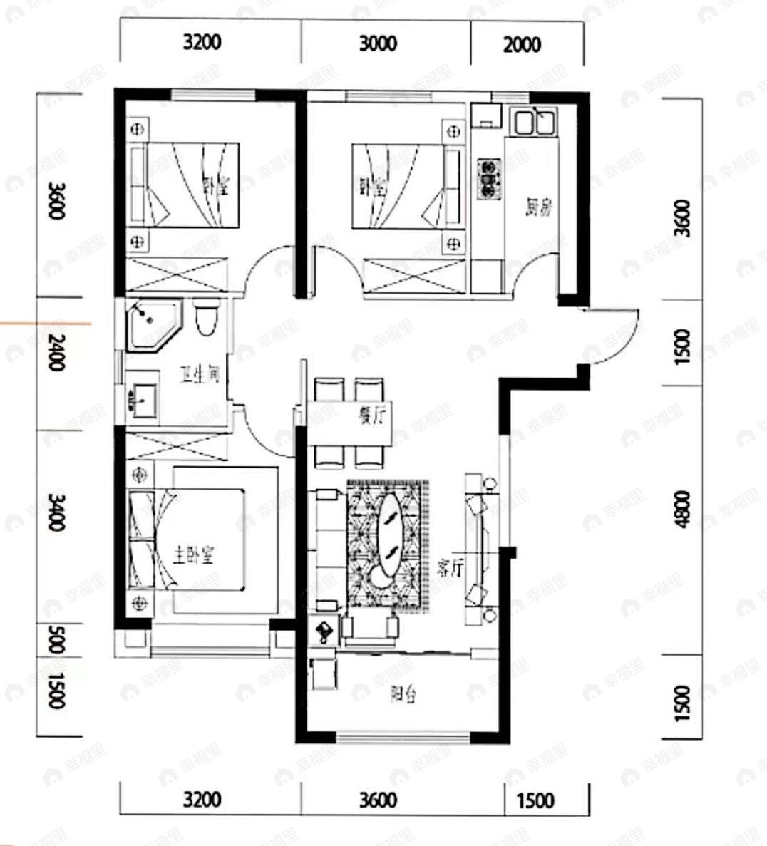 兰州大名城3室2厅1卫户型图