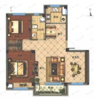 3室2厅1卫建面86平北|南户型图