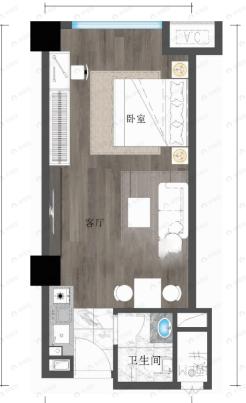西安广成国际中心1室1厅1卫户型图