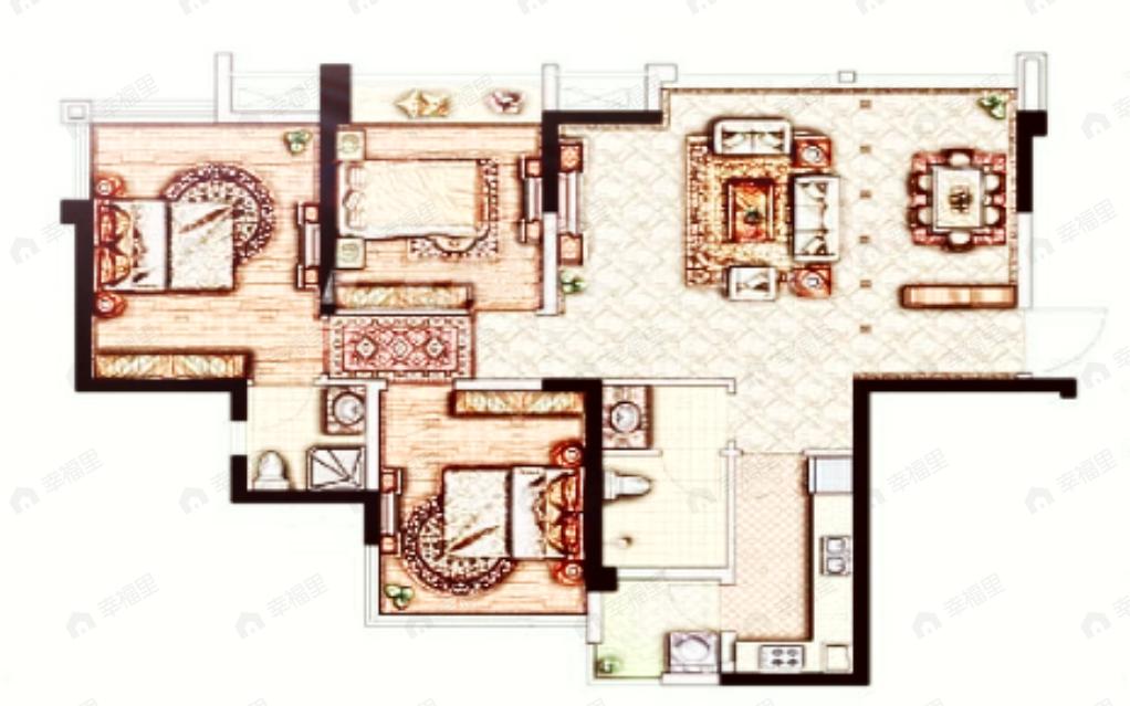 奥园棠玥府3室2厅2卫户型图