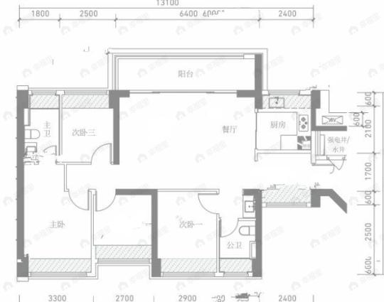 满京华金硕华府4室2厅2卫户型图