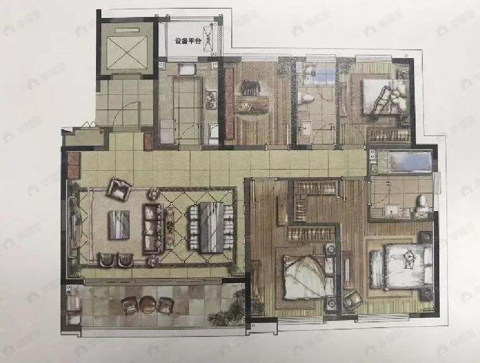 4室2厅2卫建面140平南户型图
