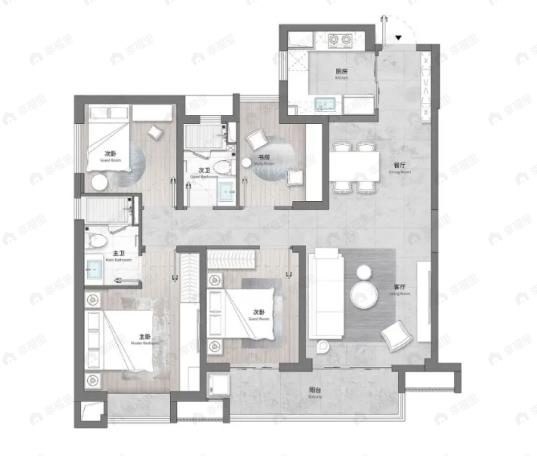 长江悦4室2厅2卫户型图