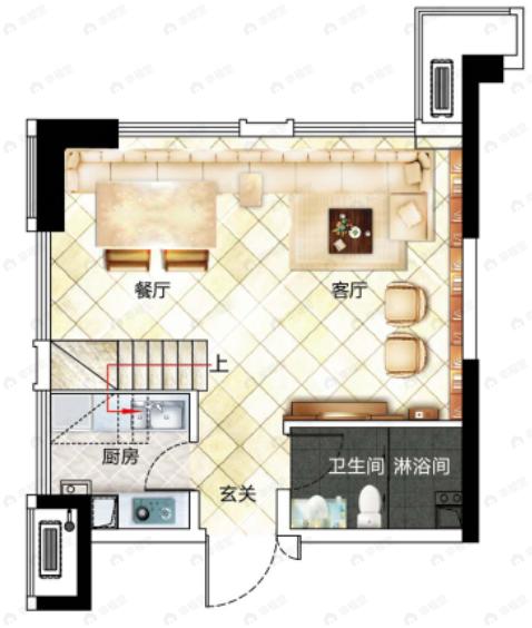 碧桂园泰富城2室2厅1卫户型图