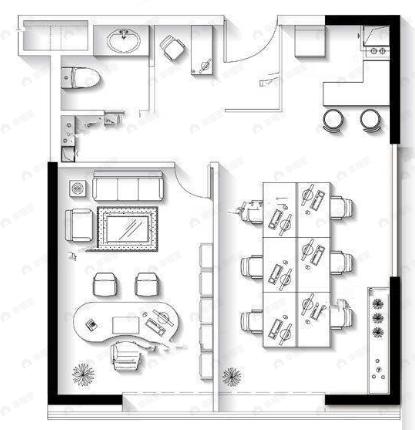 天安象屿智慧城-珑公馆1室2厅1卫户型图