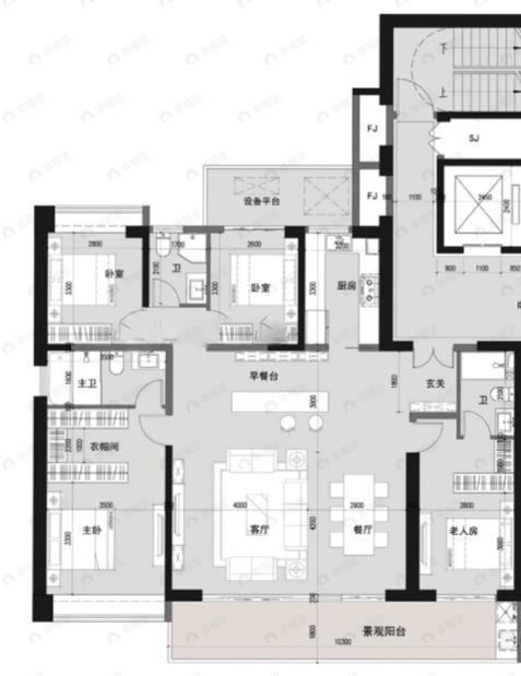 世茂滨江壹号4室2厅3卫户型图