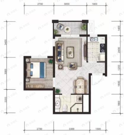 金连领地1室1厅1卫户型图