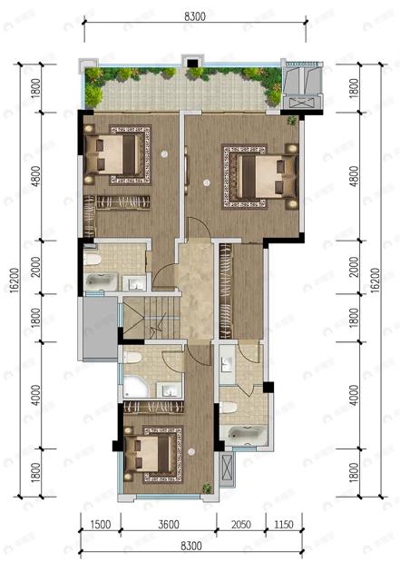 卧龙谷玖号4室2厅3卫户型图