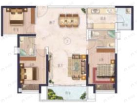 富威堡翠湖岭峰3室2厅2卫户型图