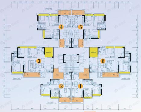 2室2厅1卫建面66平北|南户型图
