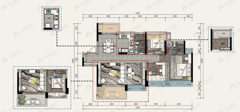 远洋天成4室2厅2卫户型图